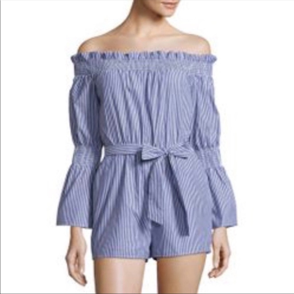 Saks Fifth Avenue Striped Blue Romper